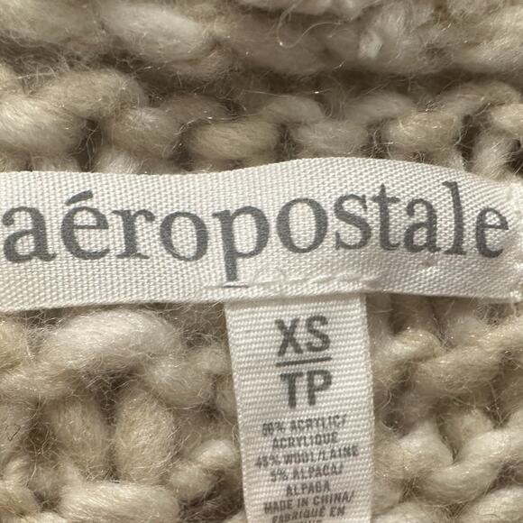 Aeropostale Cardigan Sweater Women X Small Aztec Boho Wool Blend Hood Pockets - Picture 4 of 6
